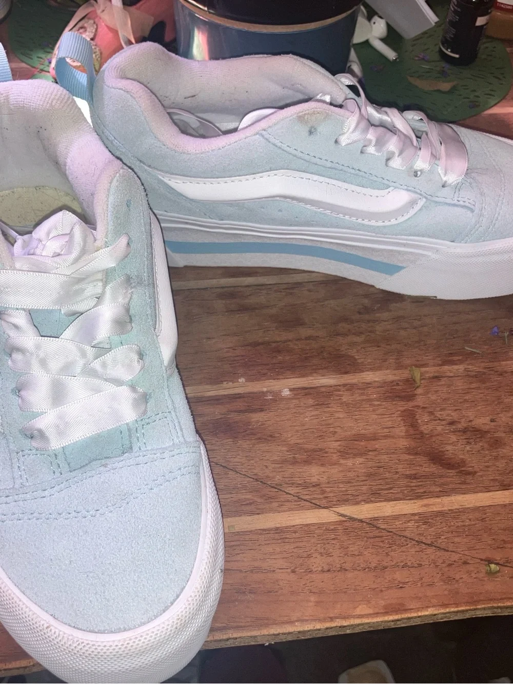 VANS Platform Sneakers - Blue Suede with Ribbon Laces